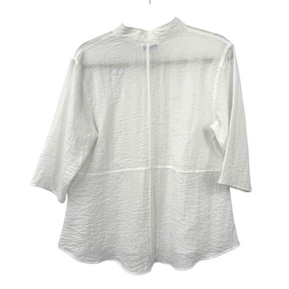Habitat Clothes Button Tunic Top small White Crinkle Knit Artsy Boxy Lagenlook - Picture 3 of 10